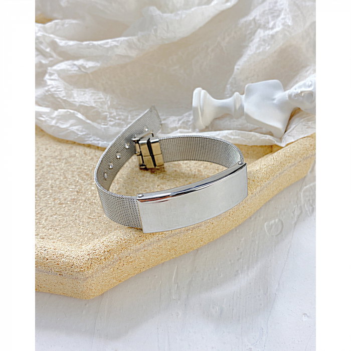 Bratara reglabila din inox cu placuta argintie [2]