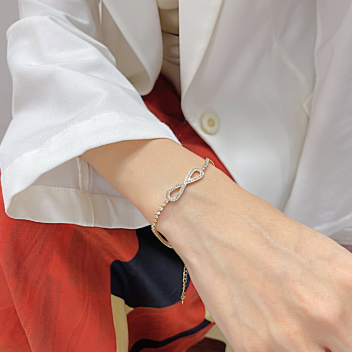 Bratara tennis inox cu zirconii si infinit [5]