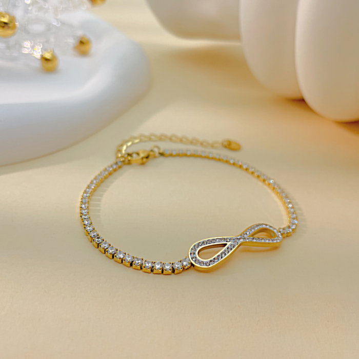 Bratara tennis inox cu zirconii si infinit [9]