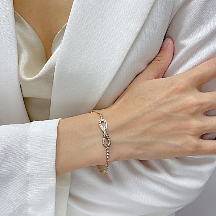 Bratara tennis inox cu zirconii si infinit [3]