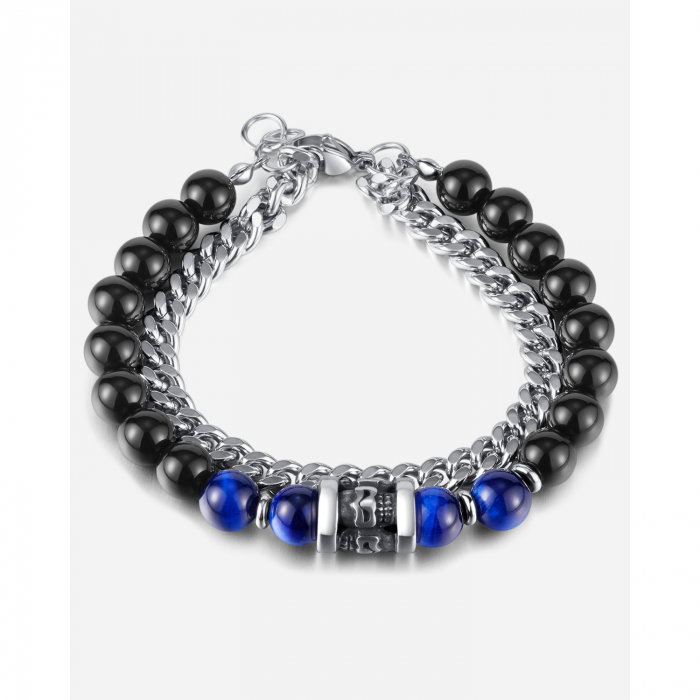 Bratara inox dubla cu Ochi de Tigru si Onix [15]