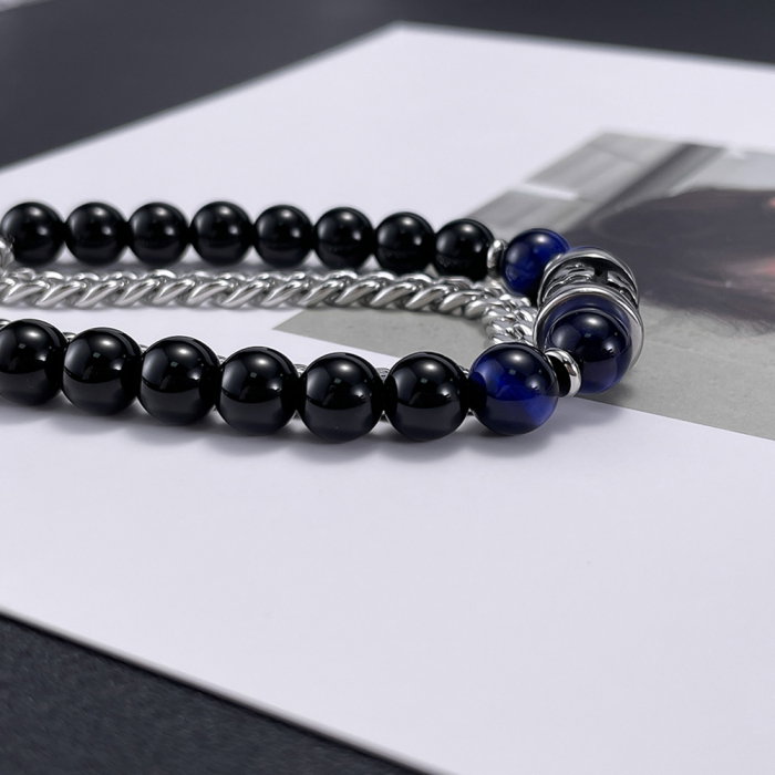 Bratara inox dubla cu Ochi de Tigru si Onix [6]