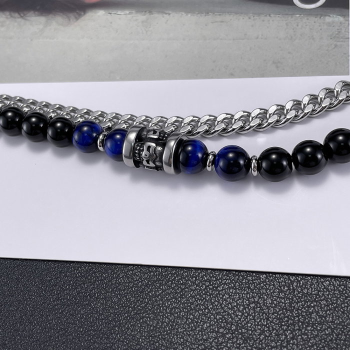 Bratara inox dubla cu Ochi de Tigru si Onix [3]