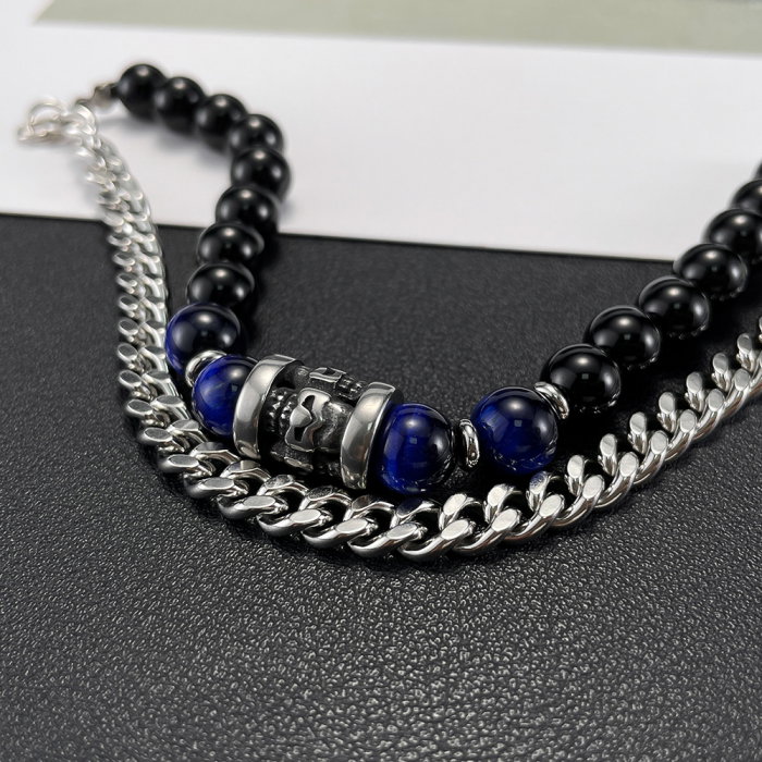 Bratara inox dubla cu Ochi de Tigru si Onix [9]