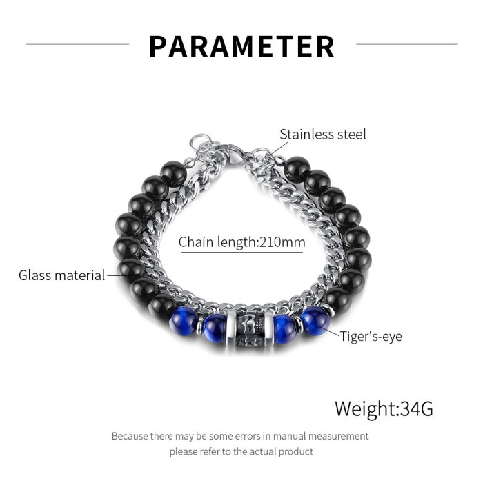 Bratara inox dubla cu Ochi de Tigru si Onix [10]