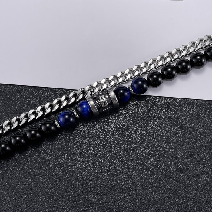 Bratara inox dubla cu Ochi de Tigru si Onix [5]