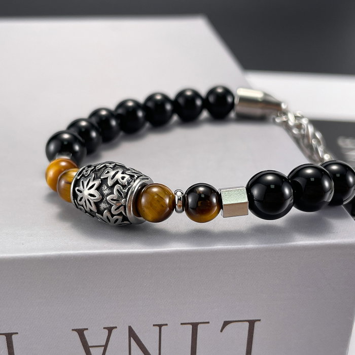 Bratara inox dubla cu Ochi de Tigru si Onix [2]