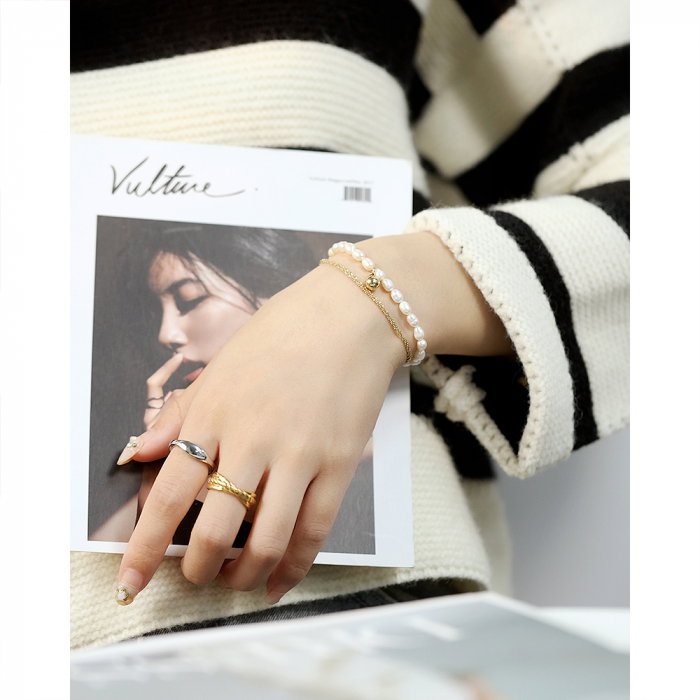 Bratara inox dubla cu perle naturale [3]