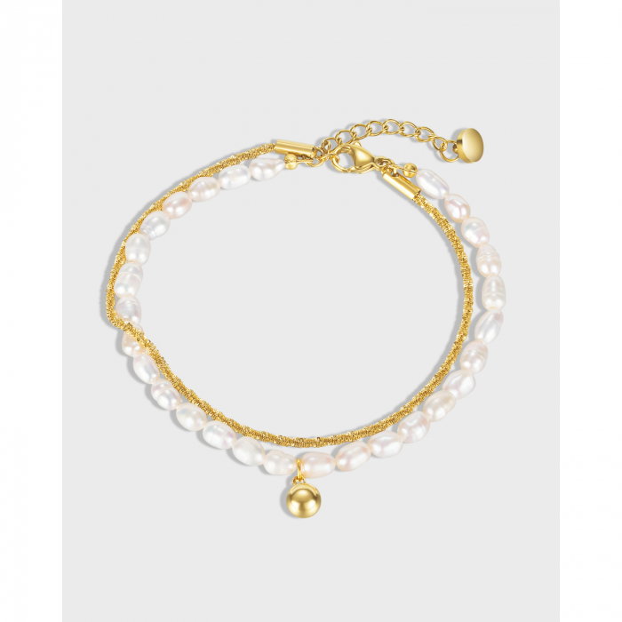 Bratara inox dubla cu perle naturale [5]