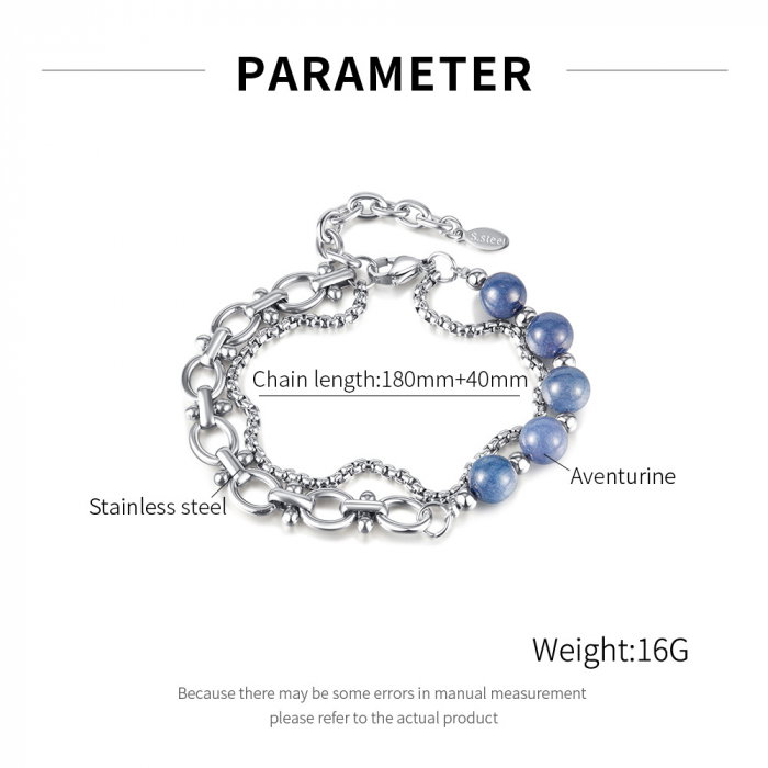 Bratara inox dubla si reglabila cu Aventurin [11]