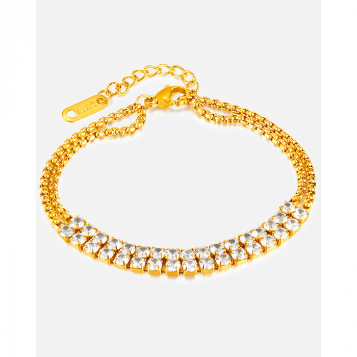 Bratara tennis inox dubla si reglabila cu zirconii [12]