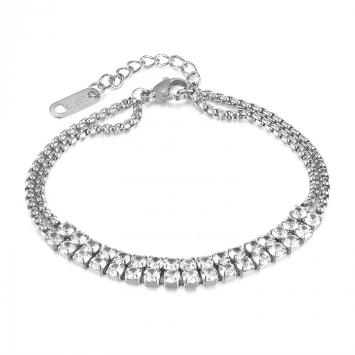 Bratara tennis inox dubla si reglabila cu zirconii [1]