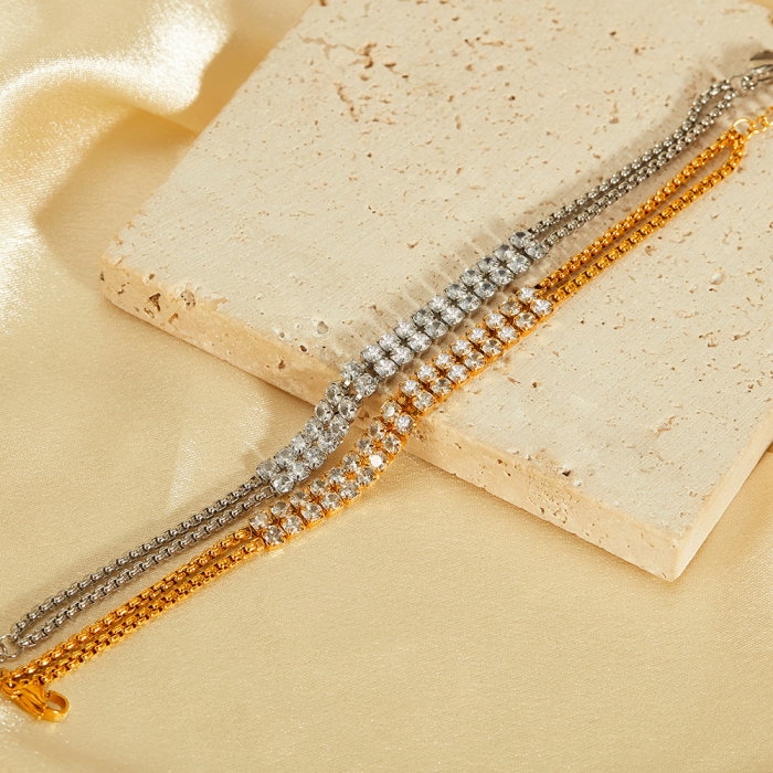 Bratara tennis inox dubla si reglabila cu zirconii [11]