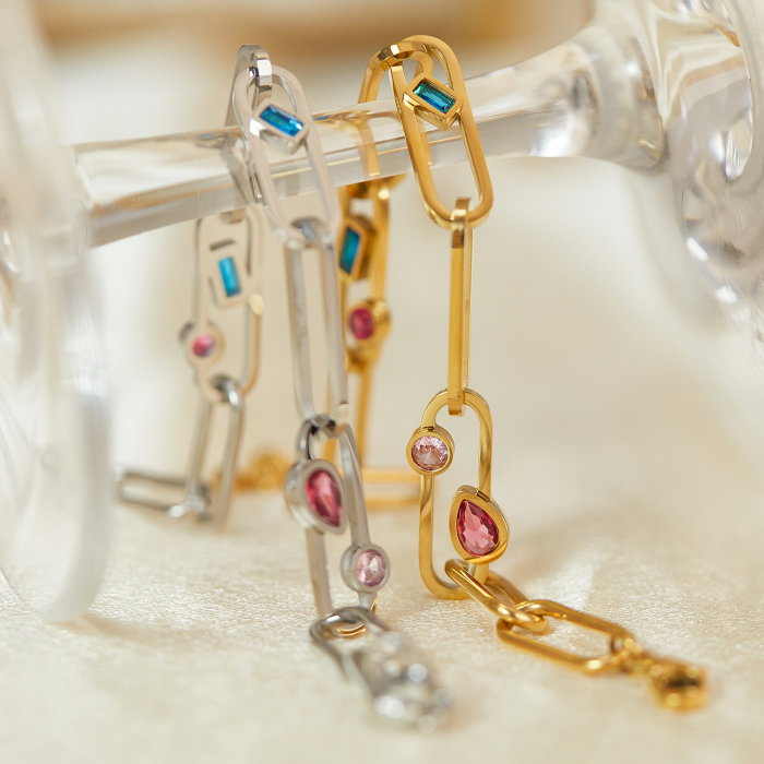 Bratara inox Elegance cu zirconii colorate [8]