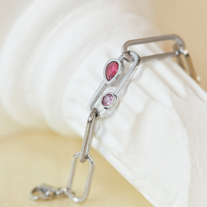 Bratara inox Elegance cu zirconii colorate [3]