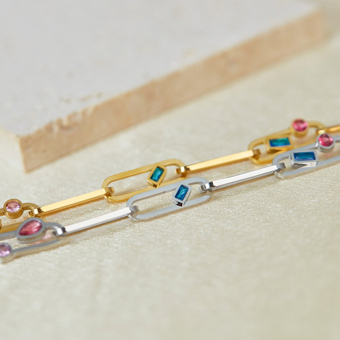 Bratara inox Elegance cu zirconii colorate [7]