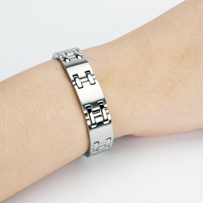 Bratara inox eleganta in 2 tonuri cu magneti, turmalina, germaniu si anioni [4]