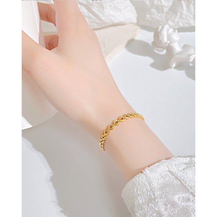 Bratara inox Frunza de Maslin placata cu Aur 18 k – Stralucire si Eleganta Naturala [6]