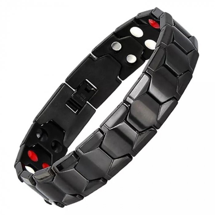 Bratara inox Hexagon cu magneti, turmalina, germaniu si anioni [1]