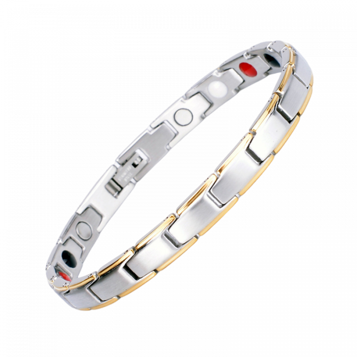 Bratara inox in 2 tonuri cu magneti, turmalina, germaniu si anioni [1]
