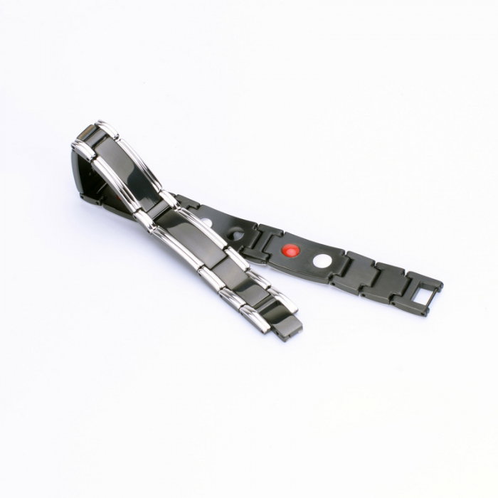 Bratara inox in 2 tonuri cu magneti, turmalina, germaniu si anioni [4]