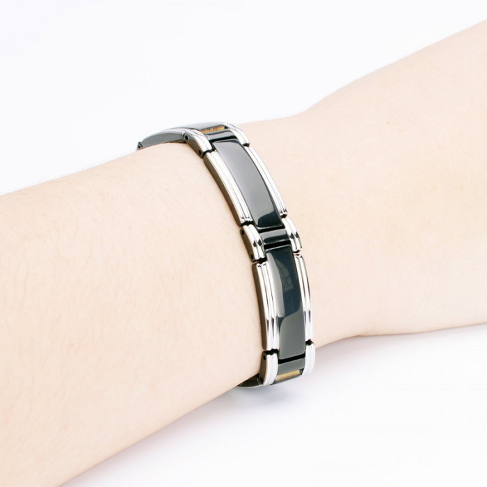 Bratara inox in 2 tonuri cu magneti, turmalina, germaniu si anioni [2]