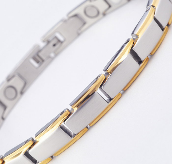 Bratara inox in 2 tonuri cu magneti, turmalina, germaniu si anioni [2]