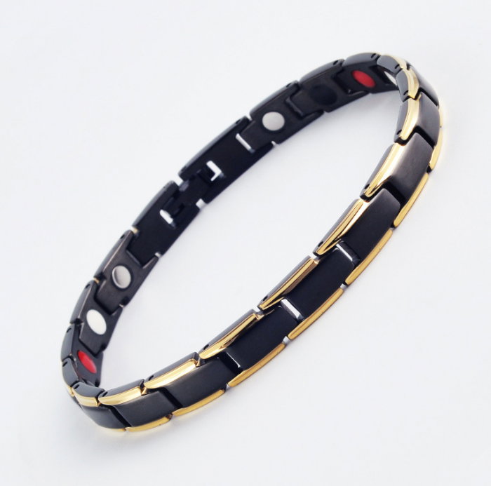 Bratara inox in 2 tonuri cu magneti, turmalina, germaniu si anioni [2]