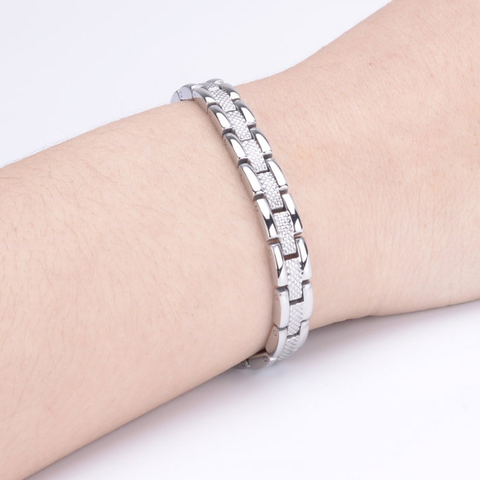 Bratara inox in 2 tonuri cu magneti, turmalina, germaniu si anioni [2]