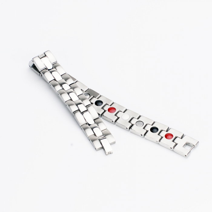 Bratara inox in 2 tonuri cu magneti, turmalina, germaniu si anioni [5]