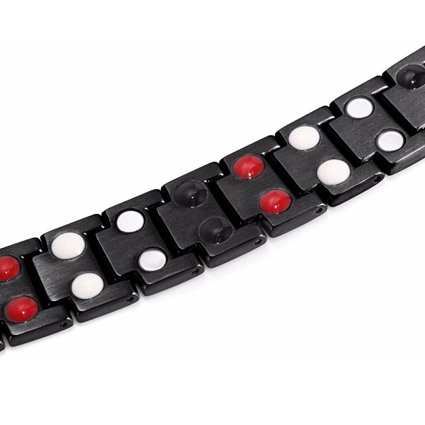 Bratara inox neagra cu magneti, turmalina, germaniu si anioni [3]