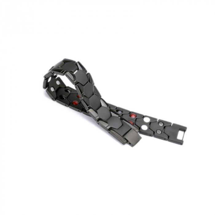Bratara inox neagra cu magneti, turmalina, germaniu si anioni [5]