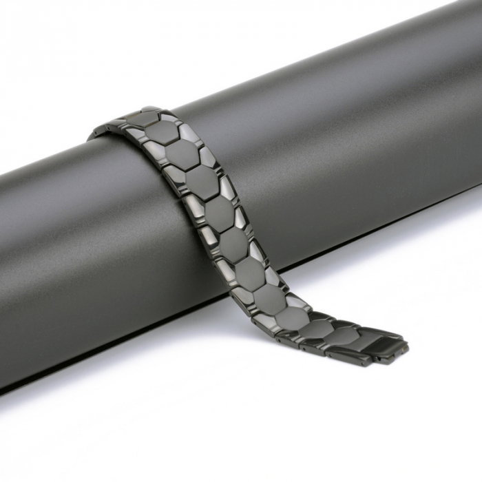 Bratara inox neagra cu magneti, turmalina, germaniu si anioni [6]