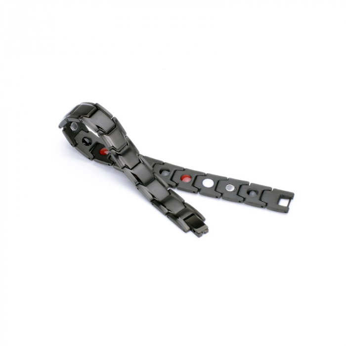 Bratara inox neagra cu magneti, turmalina, germaniu si anioni [3]