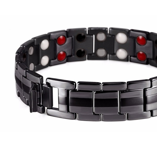 Bratara inox neagra cu magneti, turmalina, germaniu si anioni [2]