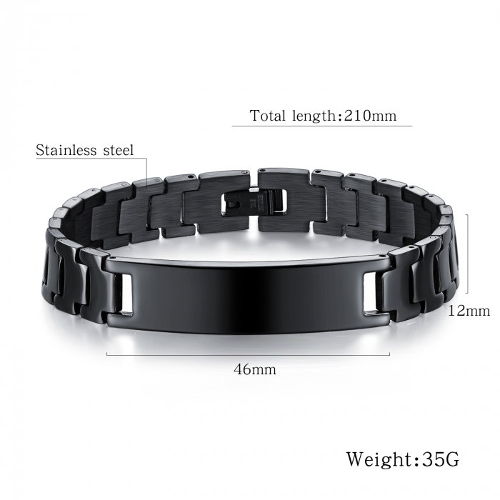 Bratara inox eleganta, neagra si cu placuta [7]