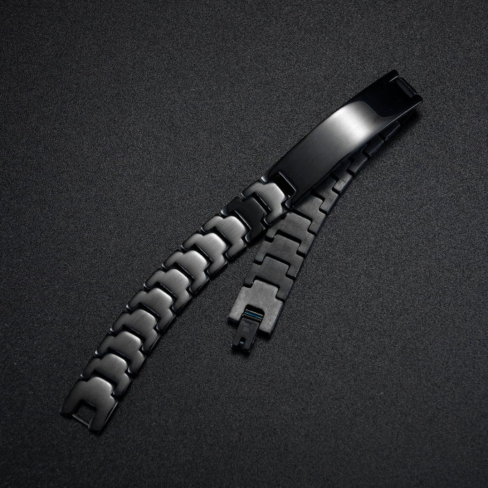 Bratara inox eleganta, neagra si cu placuta [9]