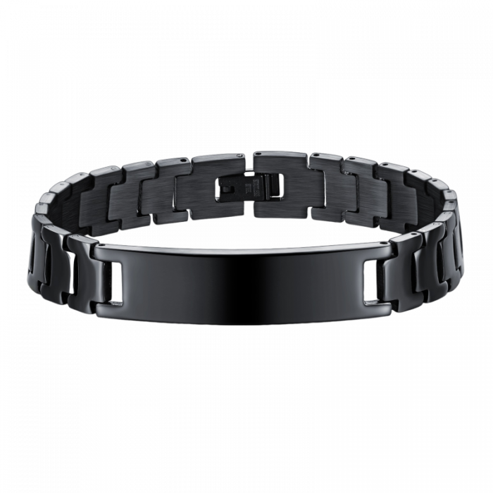 Bratara inox eleganta, neagra si cu placuta [1]