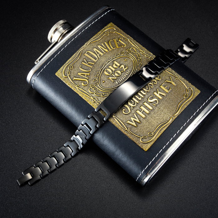 Bratara inox eleganta, neagra si cu placuta [11]