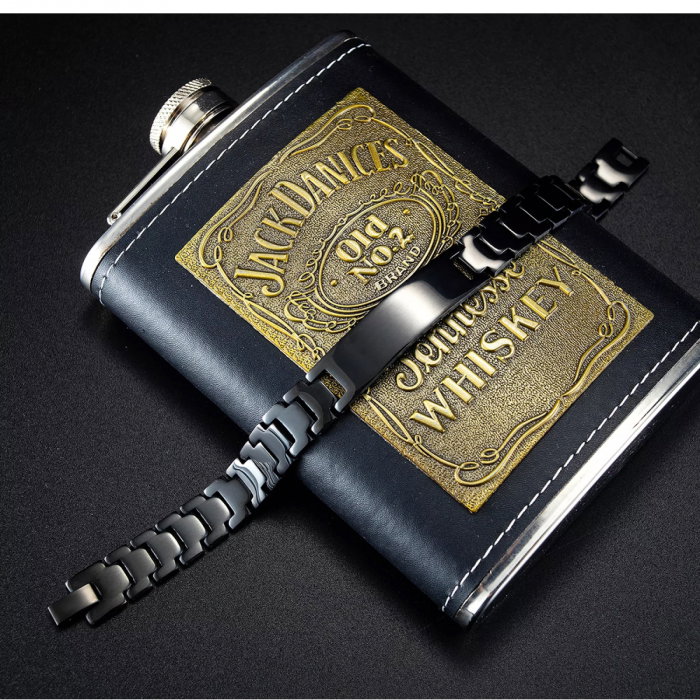 Bratara inox neagra de 21 cm lungime si 12 mm latime [6]