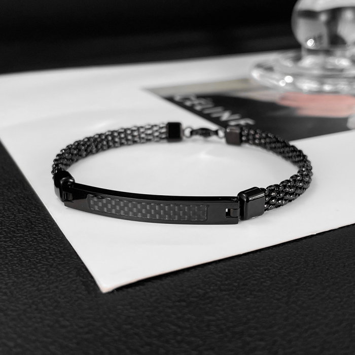Bratara inox Plasa Neagra cu Placuta Carbon – Eleganta si Forta Urbana [3]