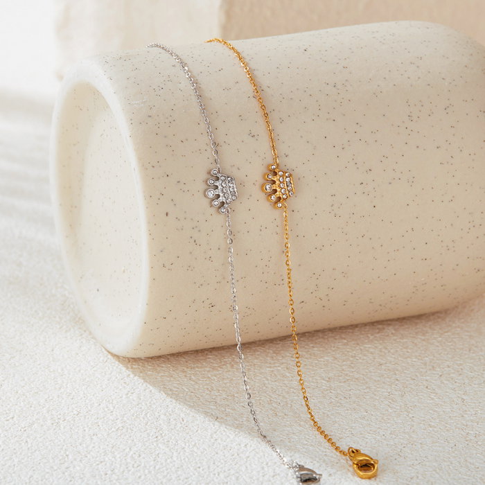 Bratara inox reglabila cu coroana si zirconii [5]