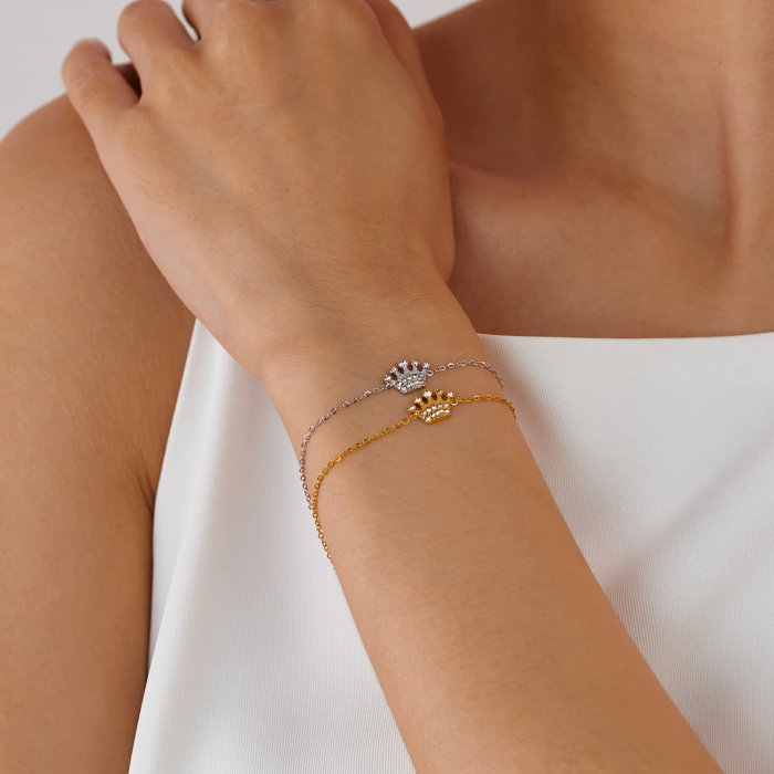 Bratara inox reglabila cu coroana si zirconii [9]