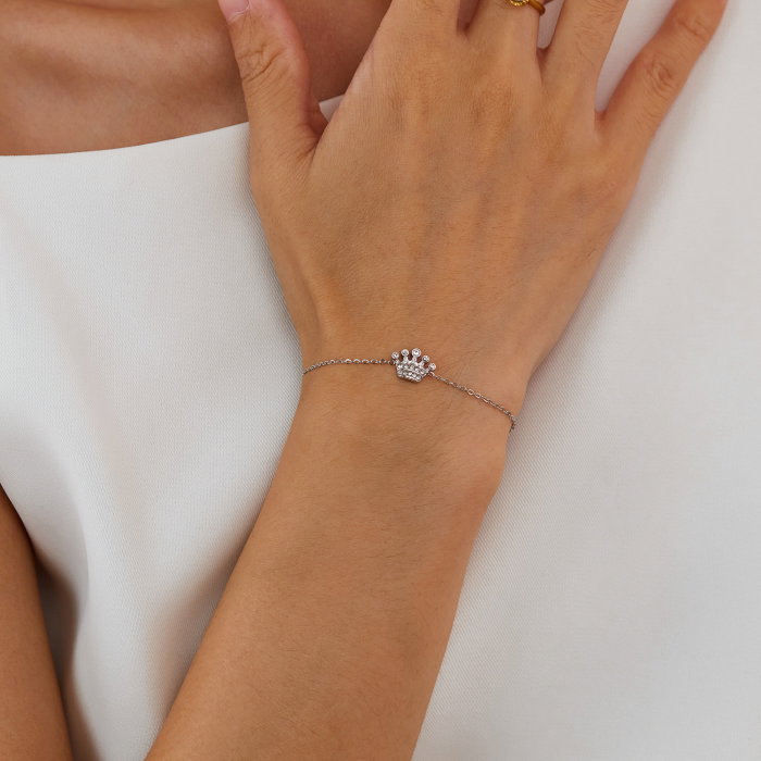 Bratara inox reglabila cu coroana si zirconii [4]