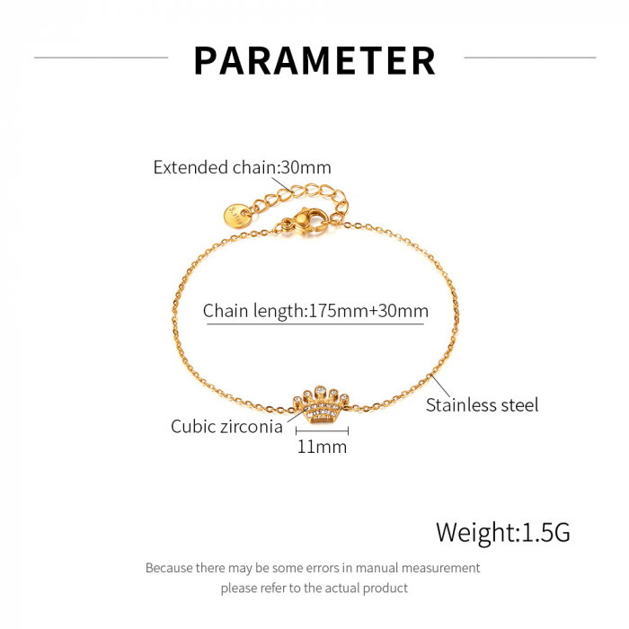 Bratara inox reglabila cu coroana si zirconii [7]