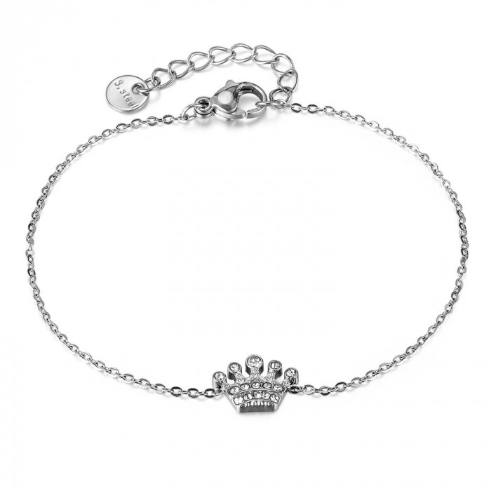 Bratara inox reglabila cu coroana si zirconii [1]