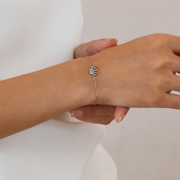 Bratara inox reglabila cu coroana si zirconii [2]