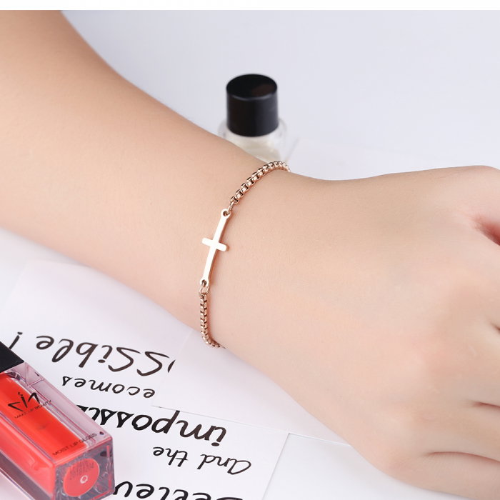 Bratara inox reglabila cu cruce aurie [3]