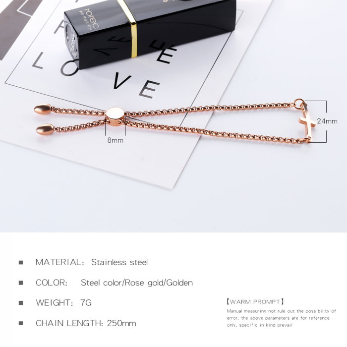 Bratara inox reglabila cu cruce aurie [5]