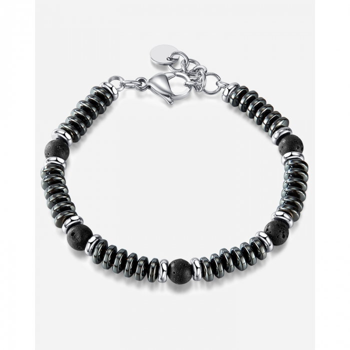 Bratara inox reglabila cu Hematit si Roca Vulcanica [11]